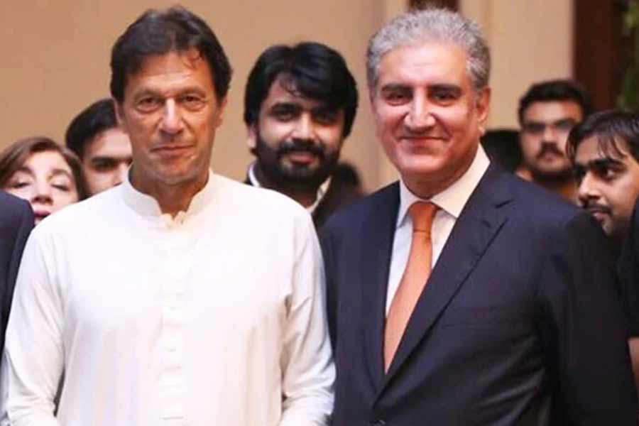 PTI Chairman Imran Khan with PTI Vice Chairman Shah Mehmood Qureshi