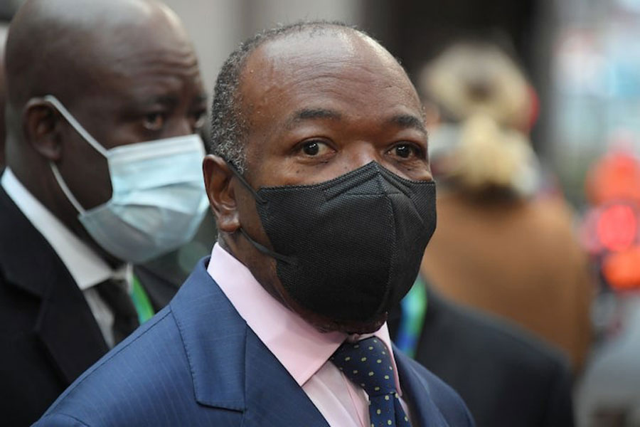 Gabon's President Ali Bongo Ondimba arrives for the second day of a European Union (EU) African Union (AU) summit at The European Council Building in Brussels, Belgium, February 18, 2022.