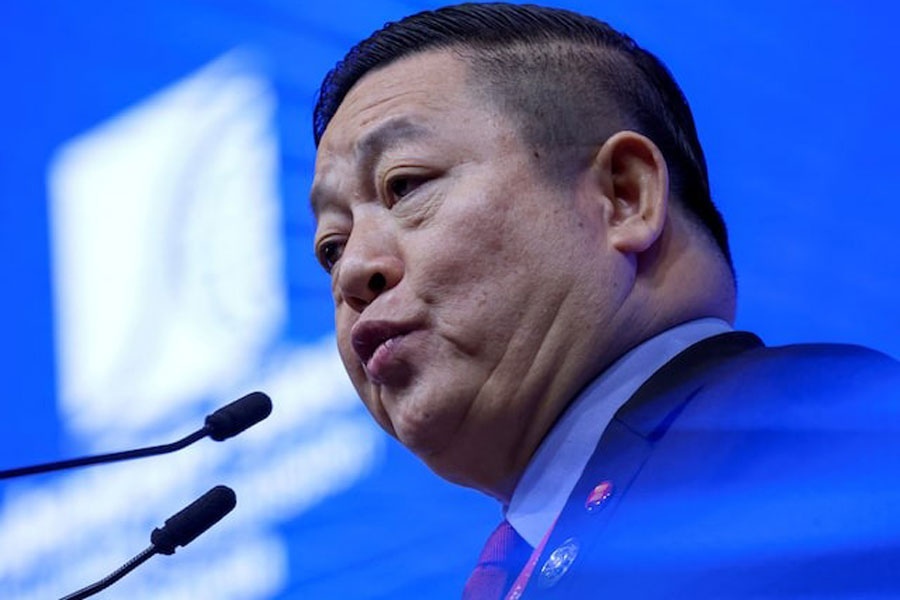 Secretary-General of ASEAN, Dr Kao Kim Hourn speaks during the ASEAN Finance Ministers' and Central Bank Governors' Meeting at Kuala Lumpur, Malaysia April 9, 2025.