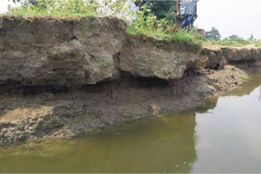 A partial view of river erosion at Char Luxmipur village in Matlab Uttar Upazila of Chandpur district
