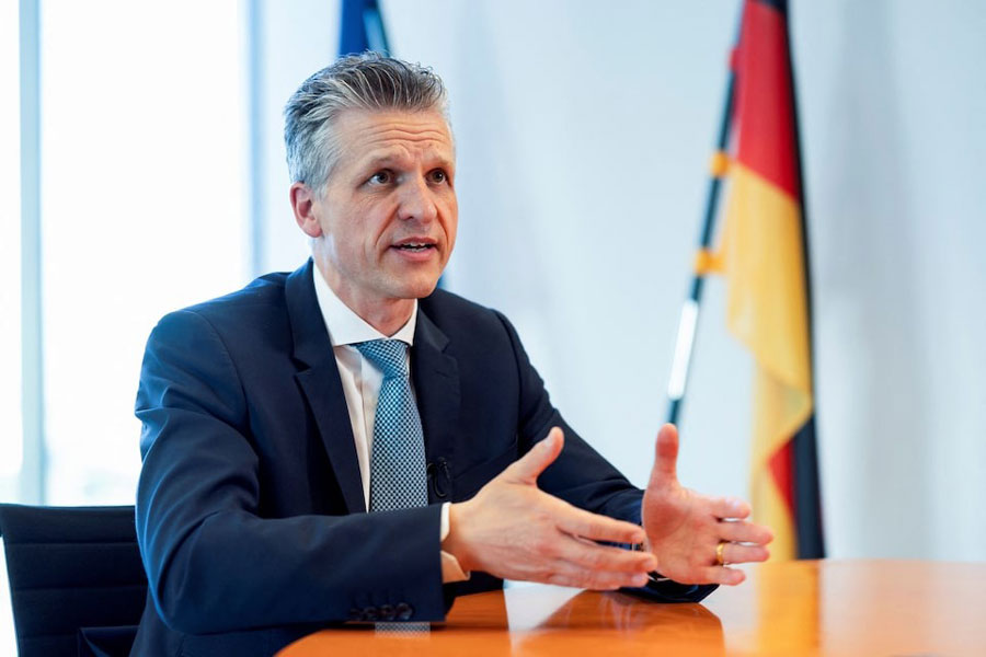 German Minister for Special Tasks and Head of the Federal Chancellery Thorsten Frei speaks during an interview with Reuters, in Berlin, Germany, May 21, 2025.