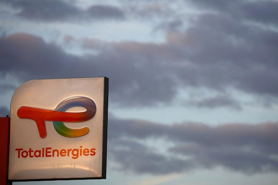 A sign with the logo of French oil and gas company TotalEnergies is pictured at a petrol station in Vertou near Nantes, France, October 26, 2022.