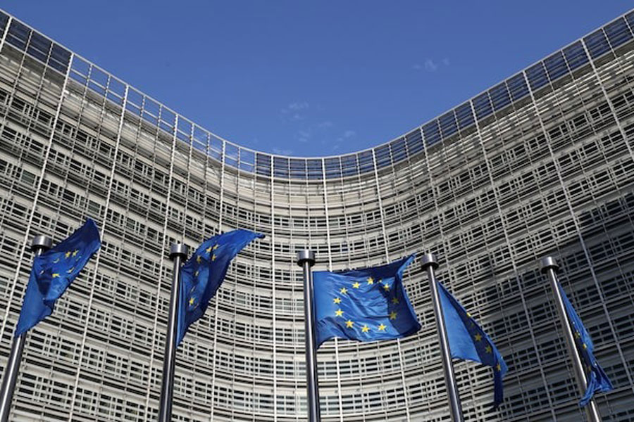 European Union flags flutter outside the European Commission headquarters, in Brussels, Belgium June 30, 2019.
