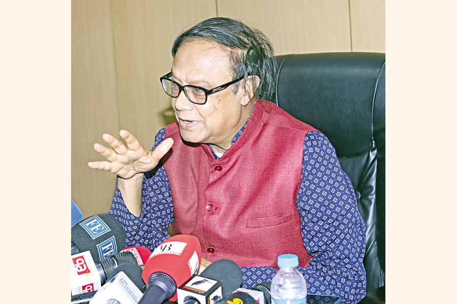 Bangladesh Bank governor Dr. Ahsan H. Mansur speaks at a press conference at the BB headquarters on Tuesday. — FE Photo