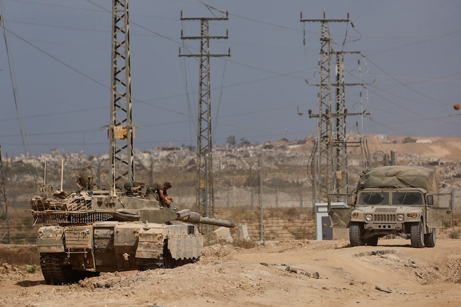 Military vehicles stand on the Israel-Gaza border, amid the ongoing conflict between Israel and Hamas, in Israel, on May 27, 2025 — Reuters photo