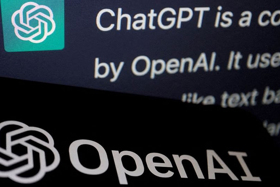 The logo of OpenAI is displayed near a response by its AI chatbot ChatGPT on its website, in this illustration picture taken Feb 9, 2023.