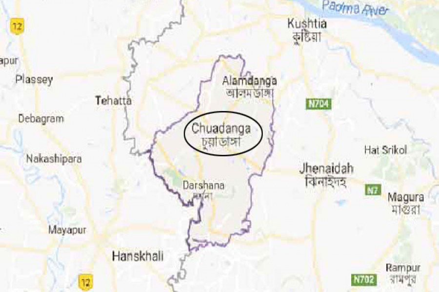 Google map showing Chuadanga district.