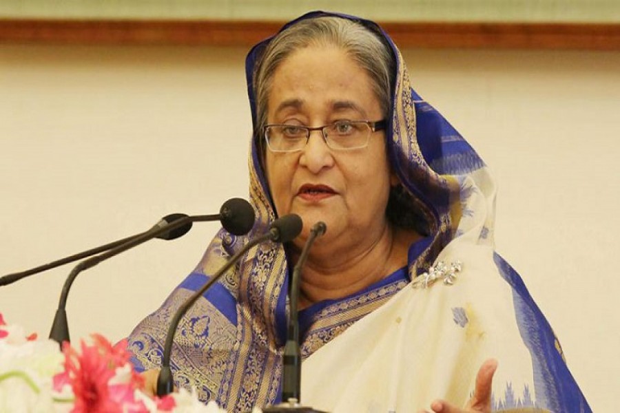 Prime Minister Sheikh Hasina visits flood-hit Gaibandha district on Saturday. File Photo