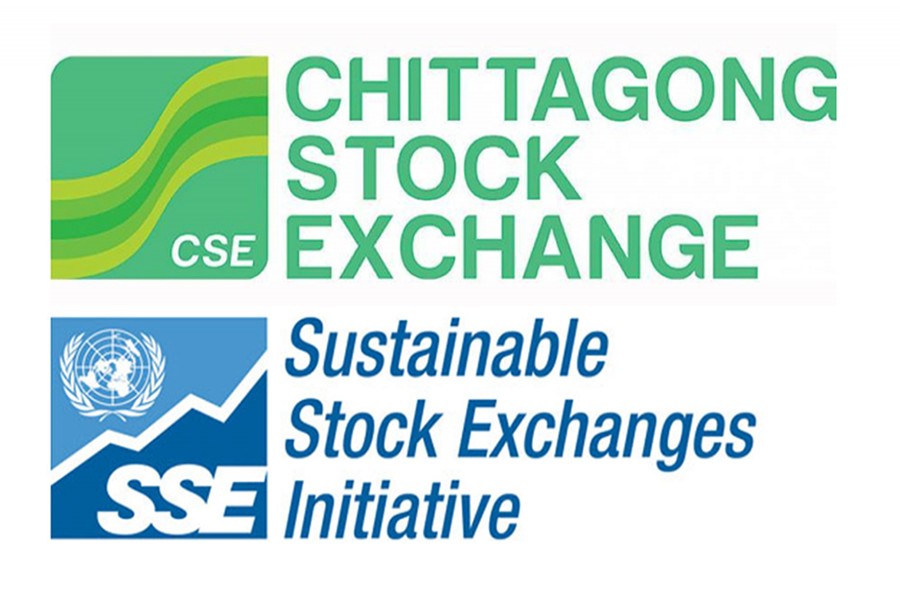 The logos of Chittagong Stock Exchange and Sustainable Stock Exchanges are pictured in this combination photo.