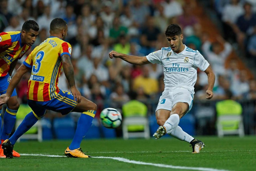 Real Madrid's Marco Asensio opened the scoring in the tenth minute with a sublime finish. - AP photo