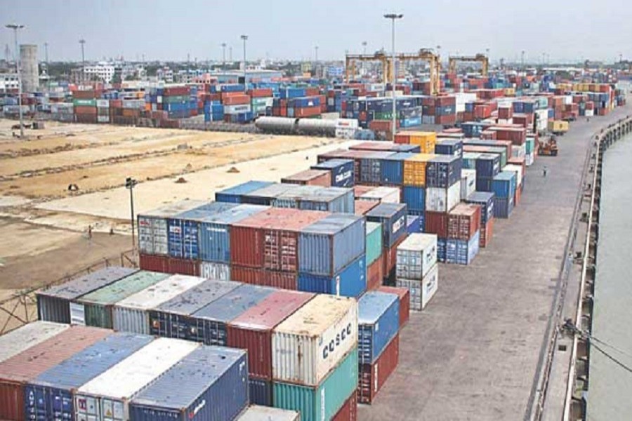 Containers are piled up at the Chittagong seaport. File Photo
