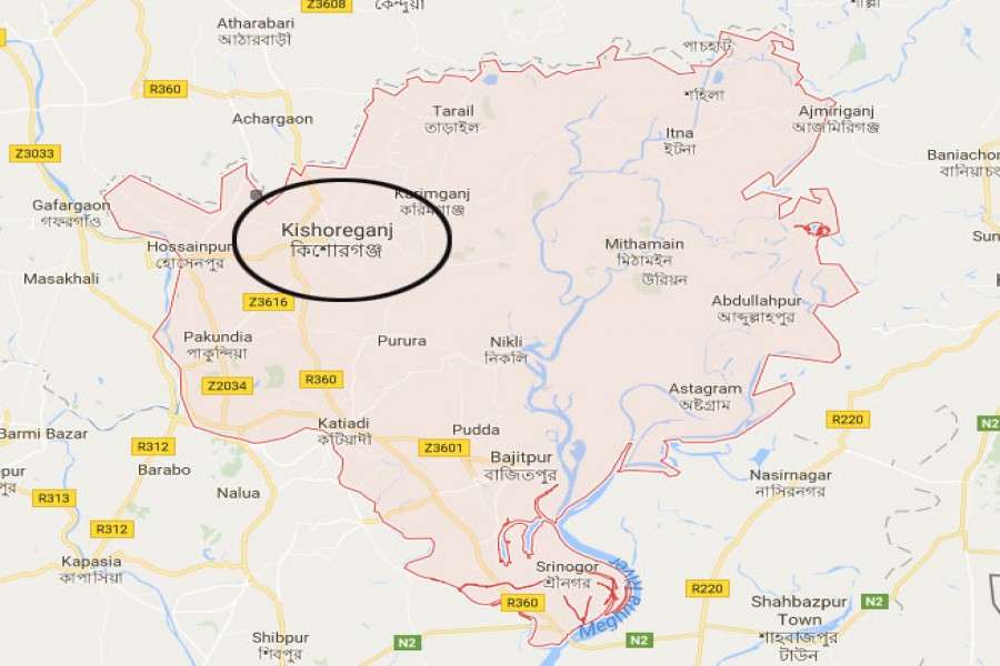 Google map showing Kishoreganj district