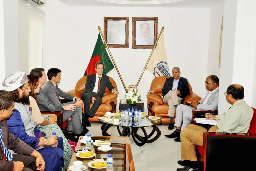 A mission from CDP Secretariat of the UNDESA exhanging views with the FBCCI leaders at FBCCI Bhaban in the city Tuesday