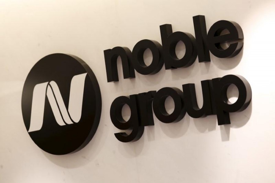 The company logo of Noble Group is displayed at its office in Hong Kong, China. --Reuters