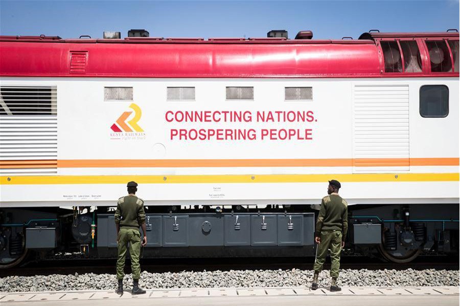 Photo shows a locomotive at the upgraded Inland Container Depot (ICD) on the outskirts of Nairobi, Kenya. Kenyan President Uhuru Kenyatta on Saturday launched the upgraded Inland Container Depot (ICD) , photo: Xinhua