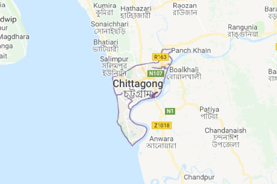 Google map showing Chittagong district.