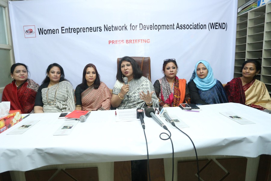 Launching ceremony of Women Entrepreneurs Network for Development Association (WEND) in progress in the city Thursday. — FE Photo