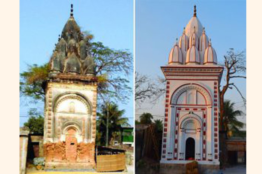A monastery in Rajshahi, before and after renovation — FE Photo