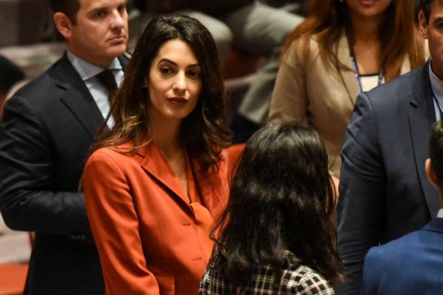Amal Clooney attends a security council meeting at UN headquarters during the United Nations General Assembly in New York City, US September 21, 2017. - Reuters