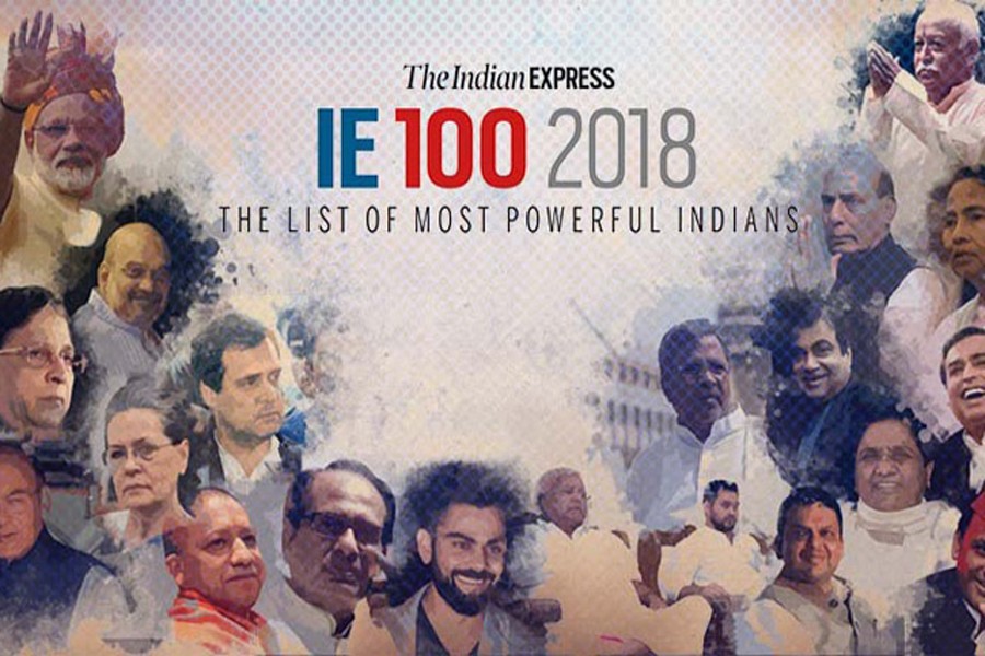 The Indian Express picturing Indian Prime Minister Narendra Modi with others — Reuters