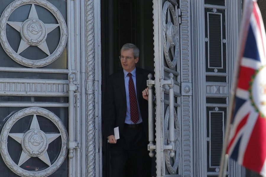 British Ambassador to Russia Laurie Bristow leaves the Russian foreign ministry building in Moscow, Russia March 30, 2018. Reuters/File Photo