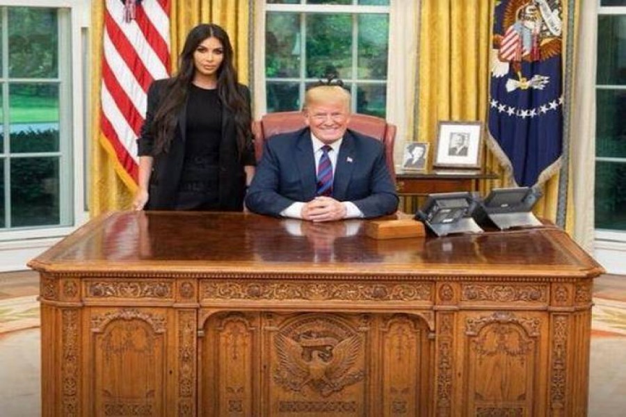 US President Donald Trump and reality TV star Kim Kardashian West after their meeting at the White House | Photo: Special Arrangement via AP