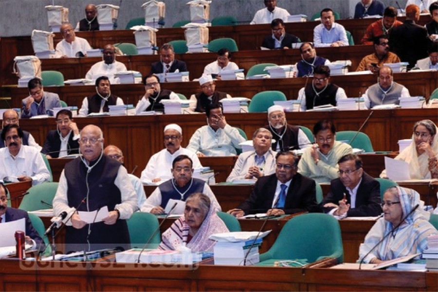 FINANCE MINISTER AMA MUHITH PLACES THE PROPOSED NATIONAL BUDGET FOR 2018-19 FISCAL YEAR IN THE JATIYA SANGSAD ON JUNE 07, 2018: "Without disruptive ideas and policy-support, the homeostatic system of revenue collection will never reach its target of collecting 40 per cent of the estimated revenues."