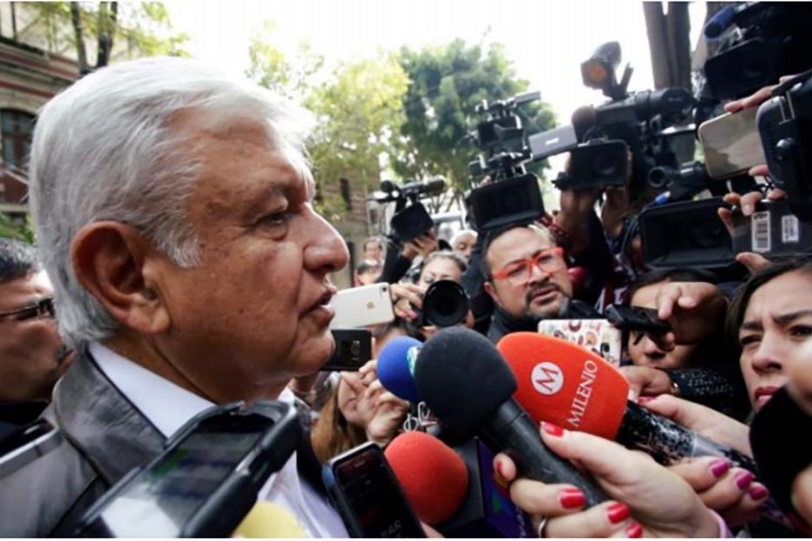 Mexican President-elect Andres Manuel Lopez Obrador talks to journalists as he arrives to a meeting with his new cabinet in Mexico City, Mexico on July 0 7, 2018. — Photo: Reuters