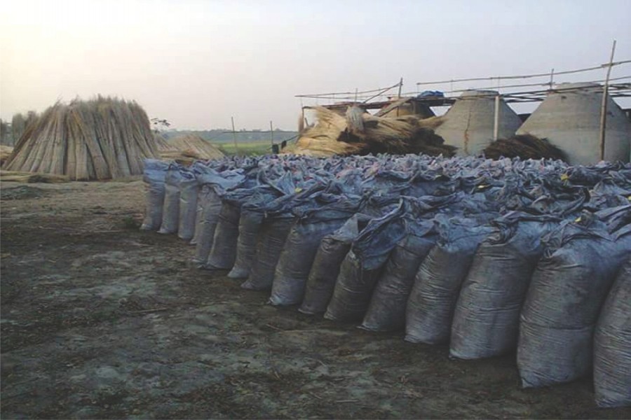 Jute-stick ash readied for marketing