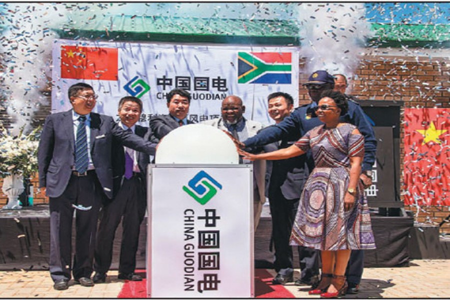 The first China-invested wind power project in Africa is launched in De Aar, South Africa, on November 17, 2017. — Photo: Xinhua