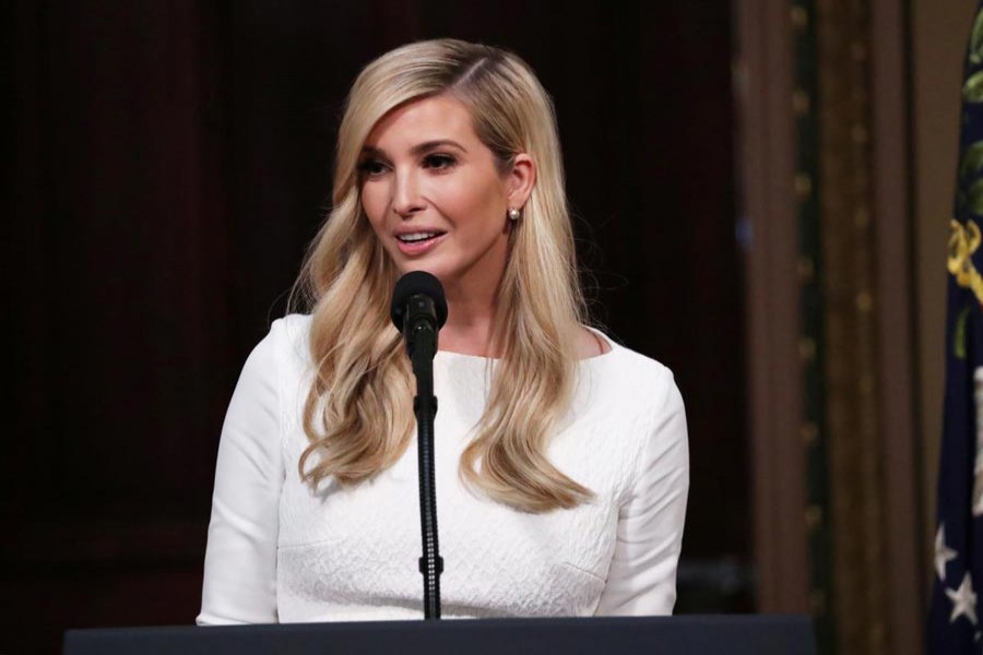 A file photo showing White House senior adviser Ivanka Trump speaking at the annual meeting on ‘Interagency Task Force to Monitor and Combat Trafficking in Persons’ at White House in Washington — Reuters
