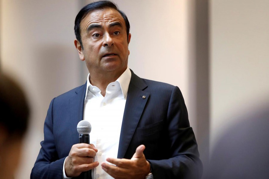 Carlos Ghosn, chairman and CEO of the Renault-Nissan-Mitsubishi Alliance, responds to a question on the alliance's new venture capital fund during roundtable with journalists at the 2018 CES in Las Vegas, Nevada, US January 9, 2018. Reuters/File Photo