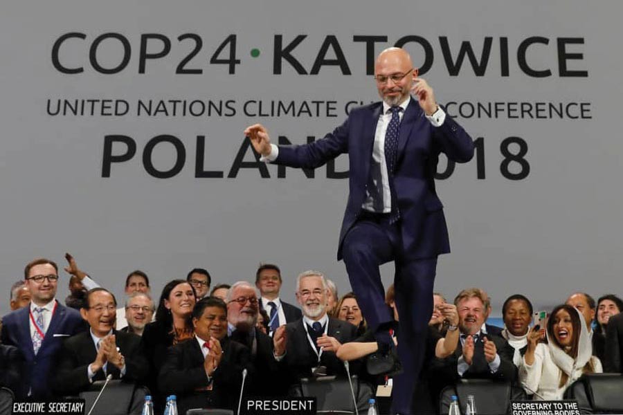 COP24 President Michal Kurtyka reacts during the climate conference's final session on December 15, 2018 in Katowice, Poland. —Photo: Reuters