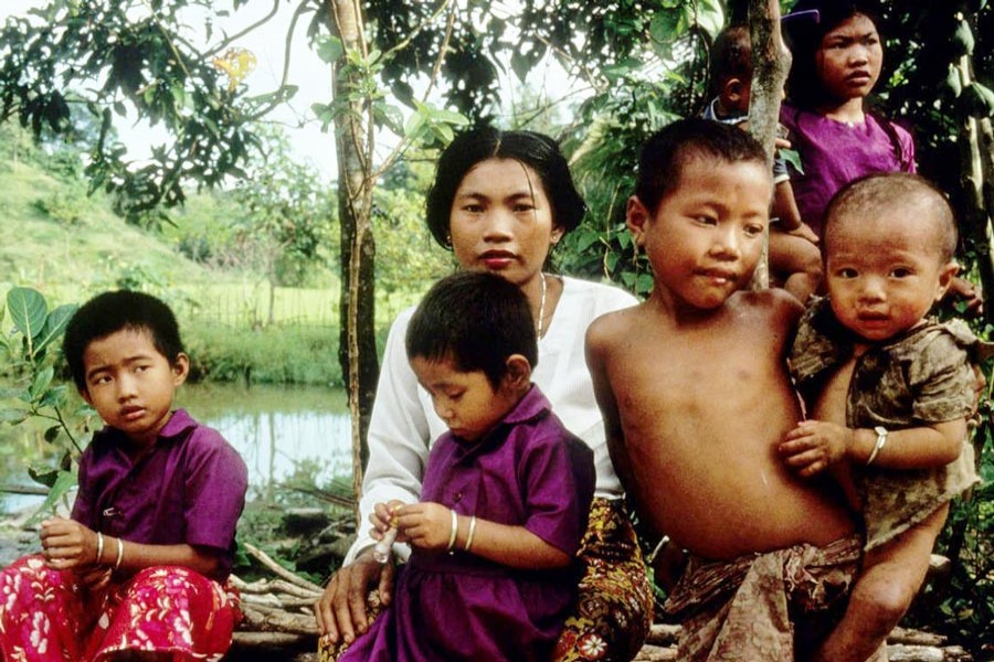 Chakma family from the Chittagong Hill Tracts in Bangladesh
