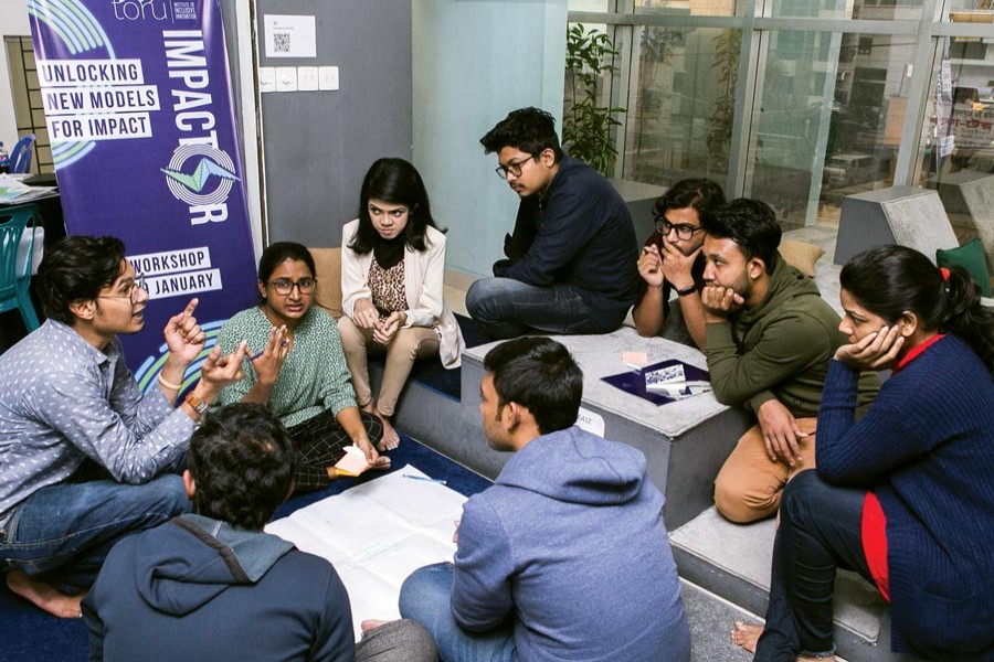 The entrepreneurs analysing a case at the workshop of Toru Institute of Inclusive Innovation