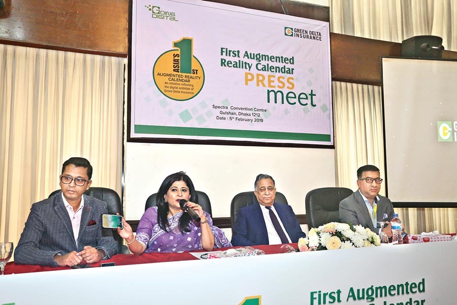 Managing Director and CEO of Green Delta Insurance Company Farzana Chowdhury and Advisor & Founding Managing Director Nasir A Chowdhury seen in the press conference on Tuesday — FE Photo