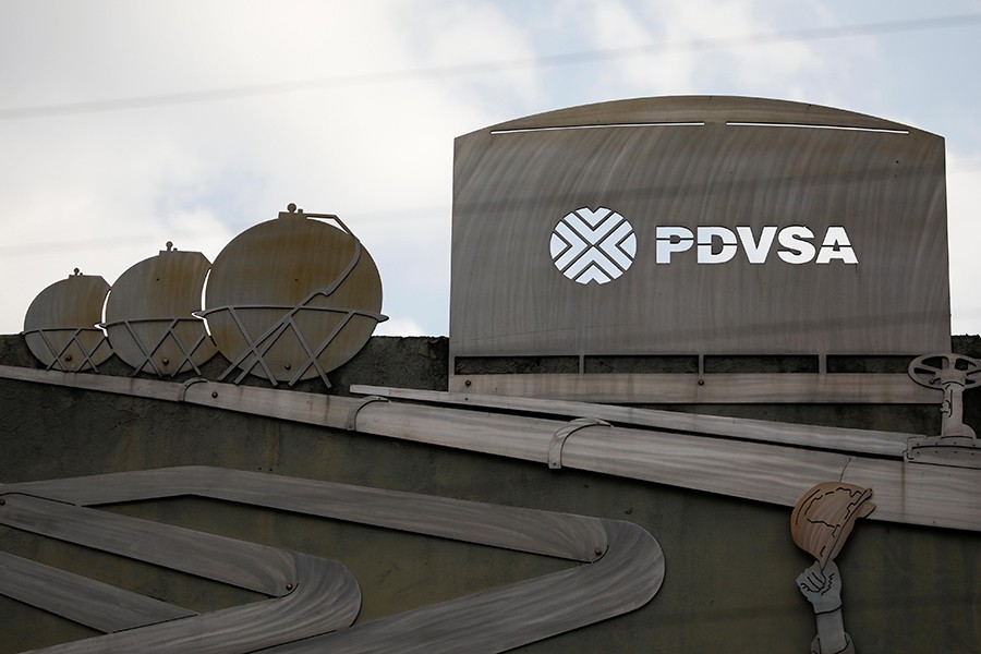 Cutouts depicting images of oil operations are seen outside a building of Venezuela's state oil company PDVSA in Caracas, Venezuela onJanuary 28, 2019 — Reuters photo