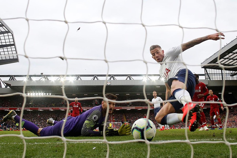 Tottenham's Toby Alderweireld scores an own goal and Liverpool's second during the dying moments in Sunday's clash — Reuters photo