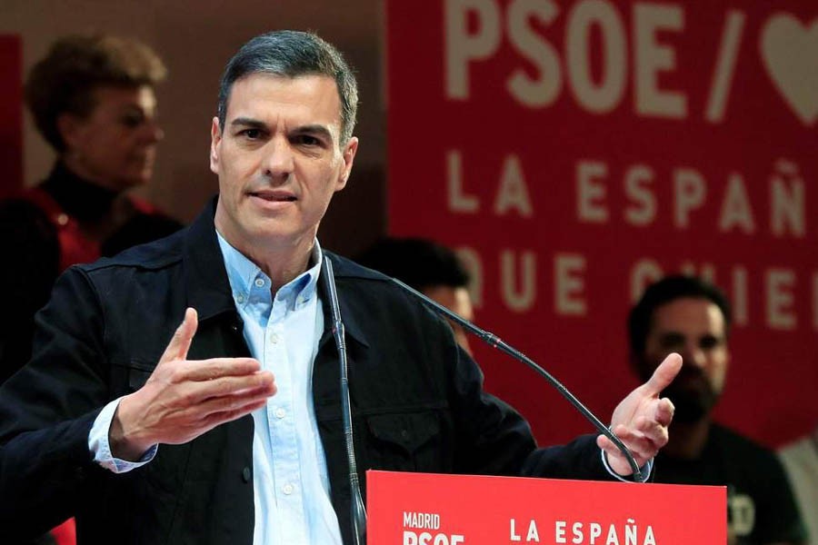 MADRID: Prime Minister Pedro Sánchez adreesing a election campaign rally — Internet