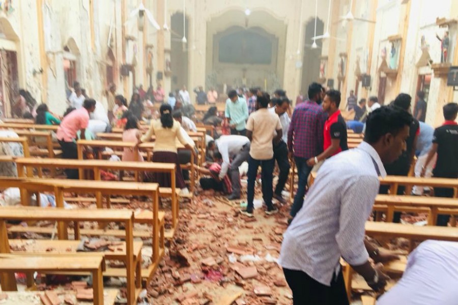 One of the explosions was at St Anthony's Church in Kochcikade, Colombo - Twitter photo