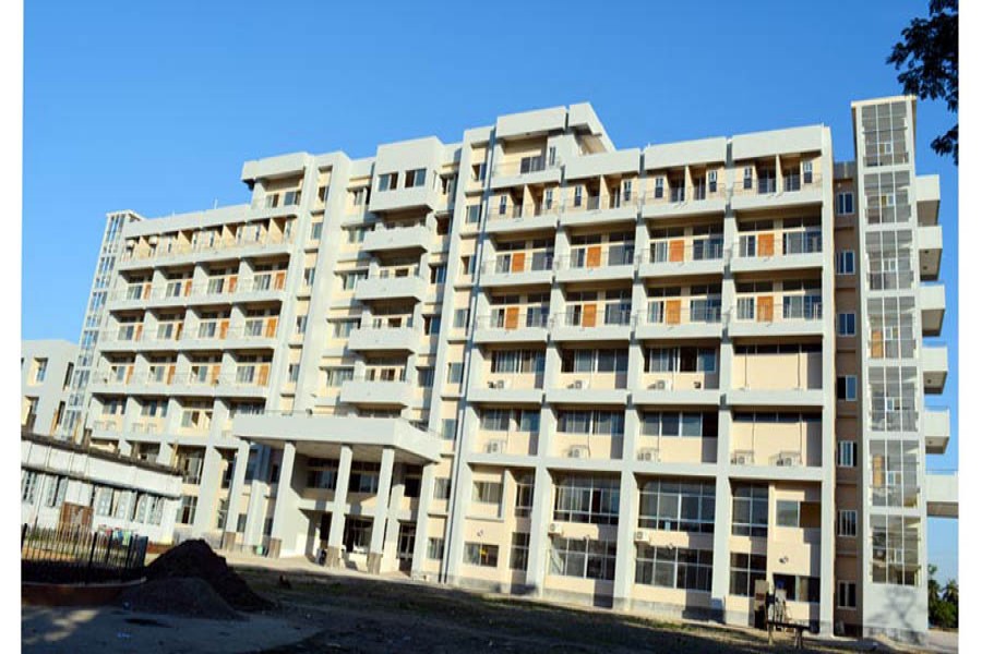 The frontal view of the new 250-bed Sunamganj District Hospital building — FE Photo
