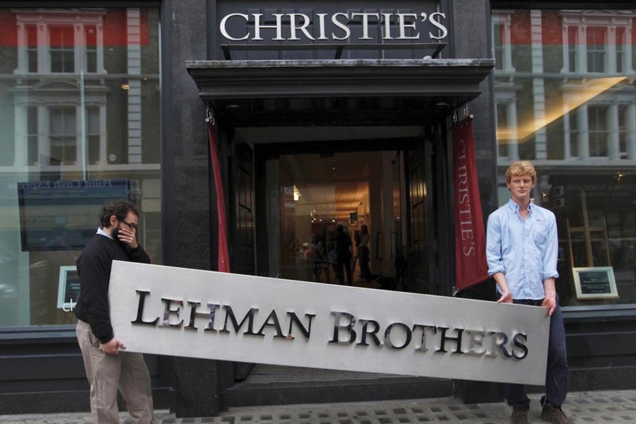 THE COLLAPSE OF NEW YORK-HEADQUARTERED LEHMAN BROTHERS IN 2008: "CDO losses accounted for nearly half the total losses sustained by financial institutions between 2007 and early 2009, when the collapse of Lehman Brothers triggered a run on global repo markets that triggered banking and European sovereign debt crises." —Photo: Reuters