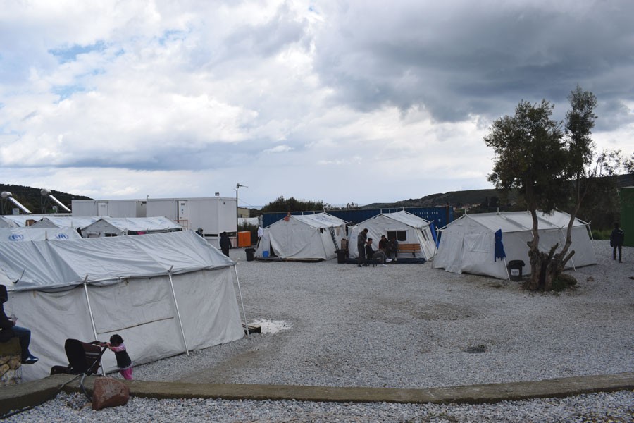 A refugee camp at Lesbos, Greece