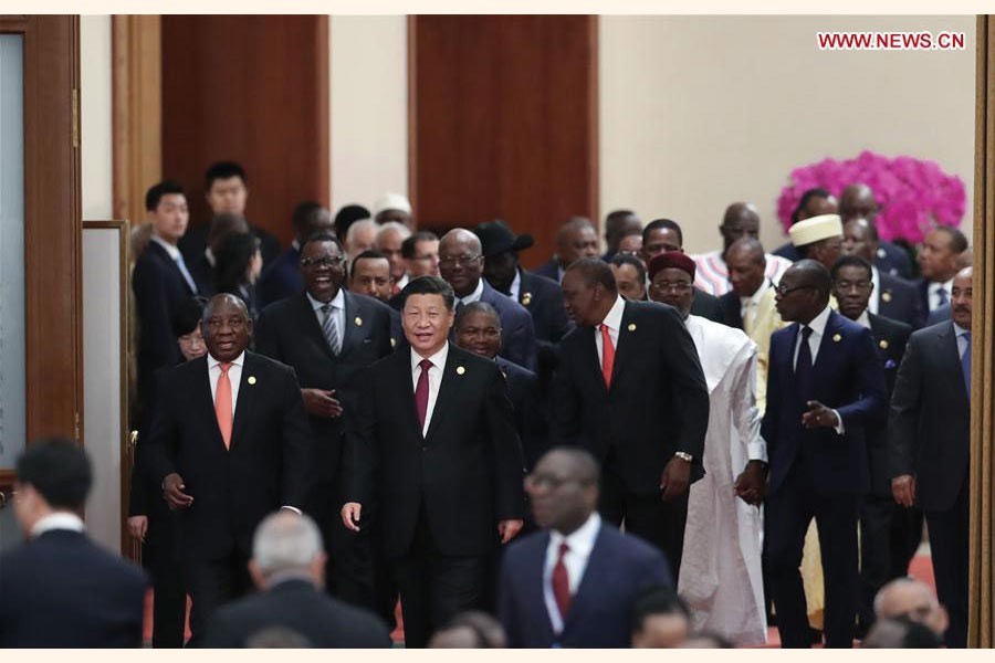 Chinese President Xi Jinping and African leaders attending the two-phase roundtable meeting in Beijing on September 04, 2018: Two important documents - the Beijing Declaration and the Beijing Action Plan (2019-2021) - were passed on Tuesday at the 2018 Beijing Summit of the Forum on China-Africa Cooperation (FOCAC).The two outcome documents were adopted at the two-phase roundtable meeting, which was jointly chaired by Chinese President Xi Jinping and President Cyril Ramaphosa of South Africa. —Photo: Xinhua