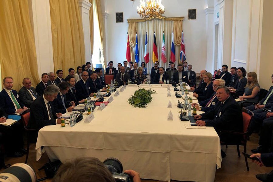 Iran's top nuclear negotiator Abbas Araqchi and EEAS Secretary General Helga Schmid attend a meeting of the JCPOA Joint Commission in Vienna in Austria last month. -Reuters Photo
