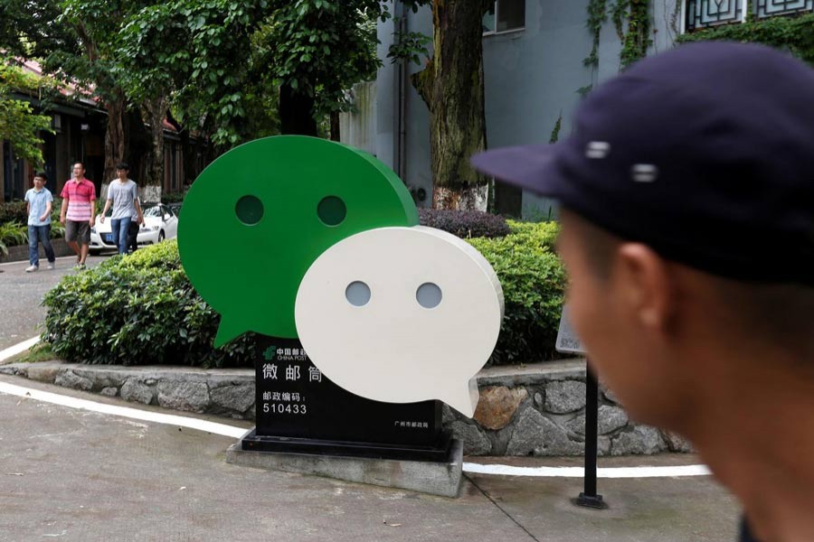A file photo showing a WeChat logo is displayed inside TIT Creativity Industry Zone, where a Tencent office is located in Guangzhou, China — Reuters