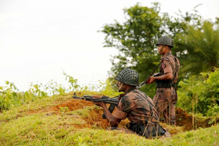 Members of Border Guard Bangladesh (BGB) stand watch on bordering areas of Bangladesh — Reuters file photo used for representation