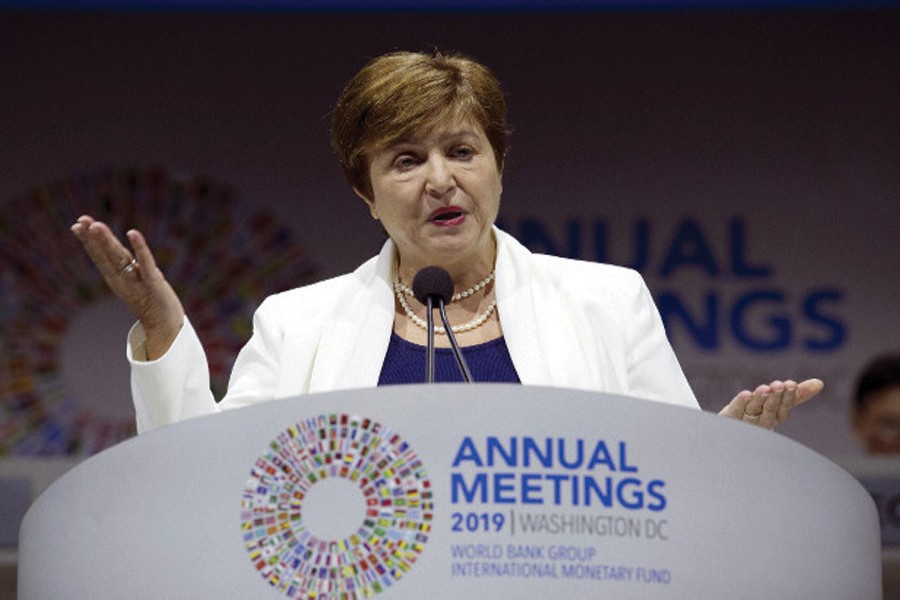 International Monetary Fund (IMF) Managing Director Kristalina Georgieva speaks during the opening ceremony of the World Bank/IMF Annual Meetings in Washington on October 18, 2019. —Photo: AP