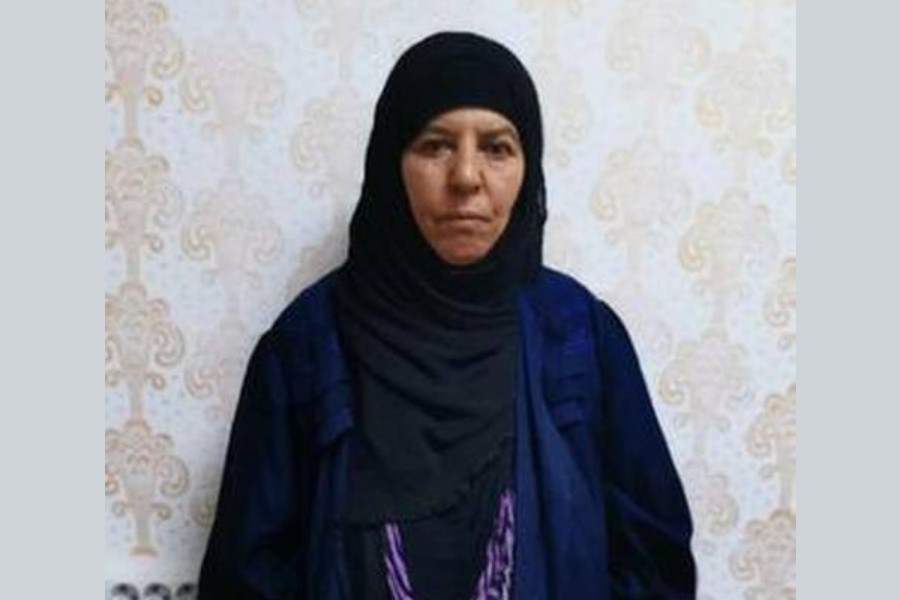 Rasmiya Awad, believed to be the sister of slain Islamic State leader Abu Bakr al-Baghdadi, who was captured on Monday in the northern Syrian town of Azaz by Turkish security officials, is seen in an unknown location in an undated picture provided by Turkish security officials. | Photo Credit: REUTERS