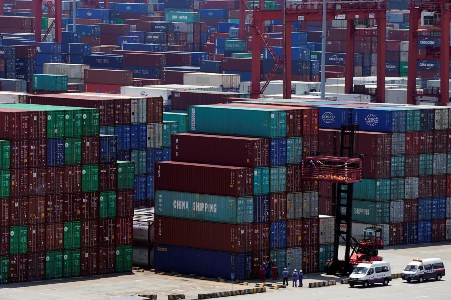 Containers are seen at the Yangshan Deep Water Port in Shanghai, China, August 6, 2019. Reuters/Files